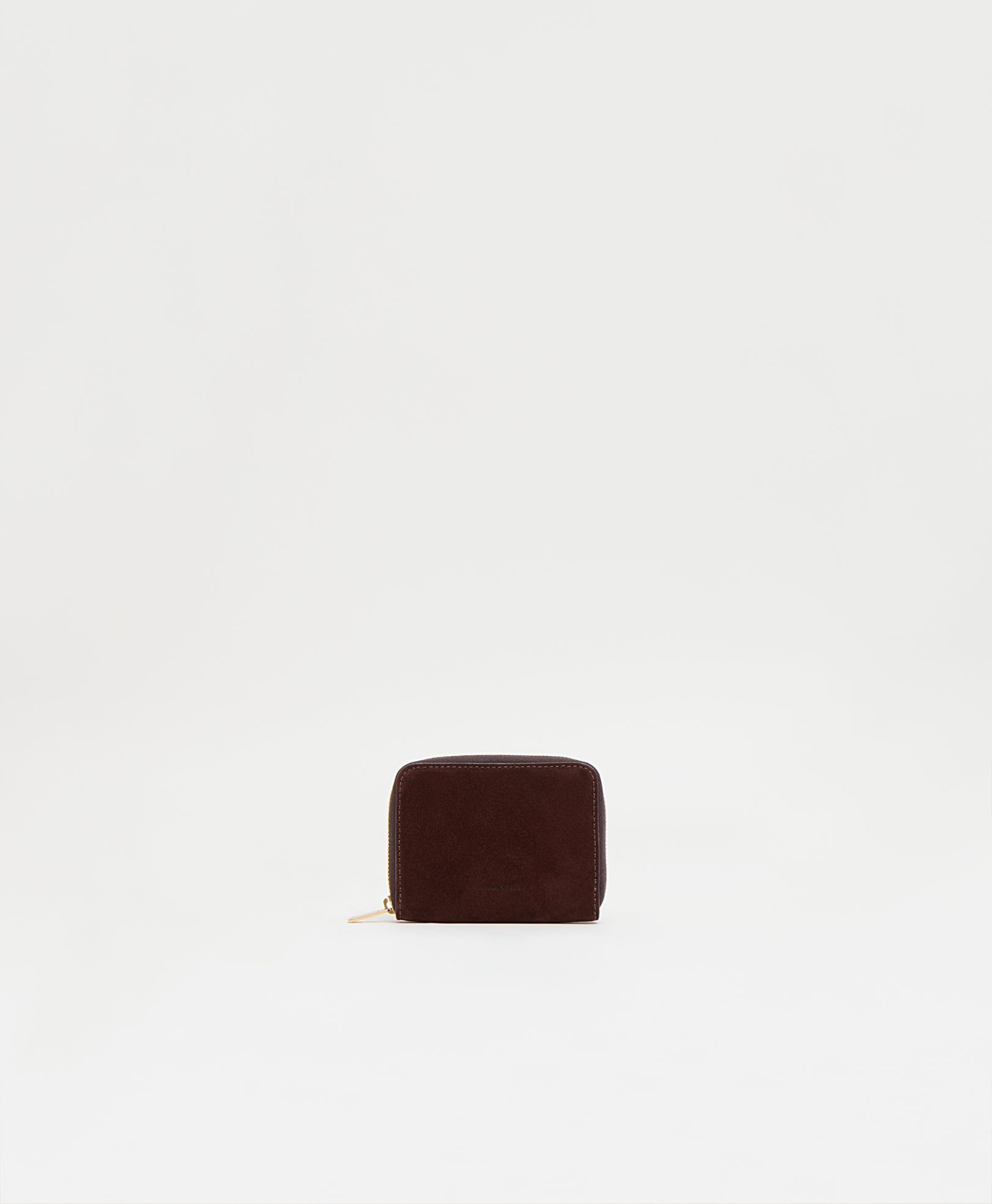 Mansurgavriel Zip Around Card Case - Chocolate Suede