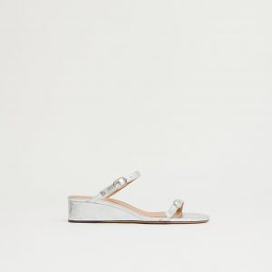 Mansurgavriel Zeppa Sandal - Crinkled Silver