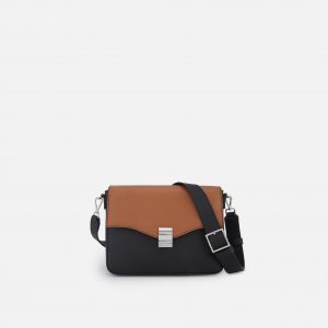 Behno FLAP CROSSBODY SLOUCHY COMBO TAN/BLACK