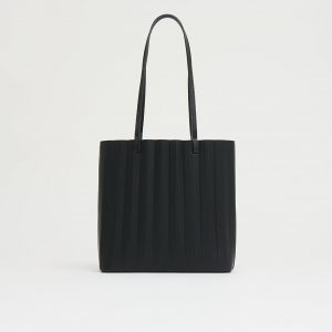 Mansurgavriel Pleated Filo Tote - Black/Flamma