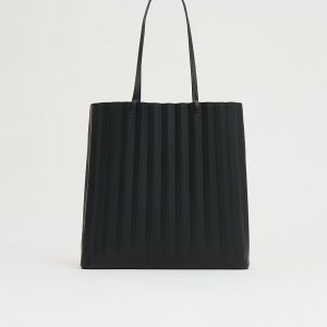 Mansurgavriel Large Pleated Filo Tote - Black/Flamma
