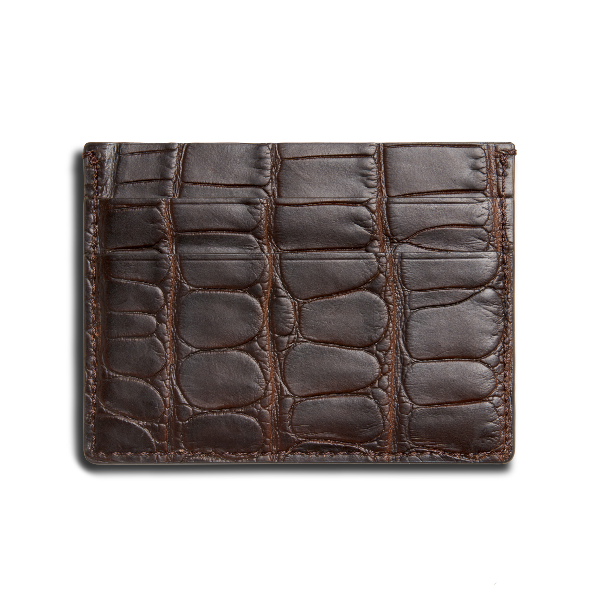 Shinola 5 Pocket Card Case - Dark Brown Alligator