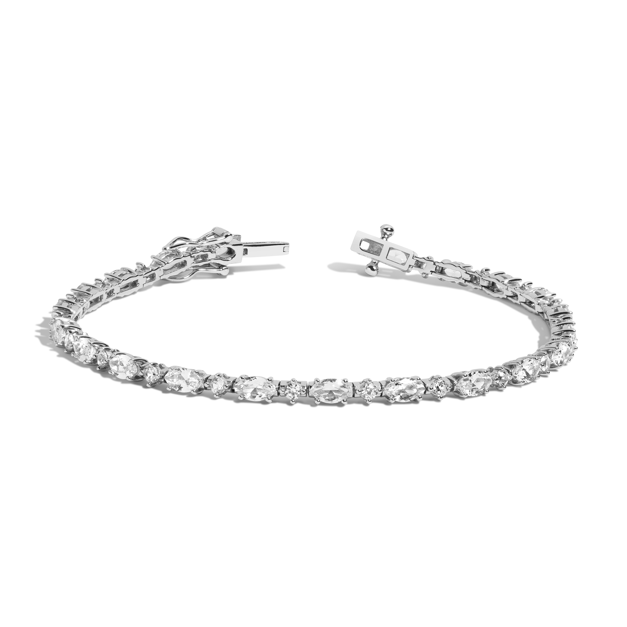 Auratenewyork Lab Grown White Sapphire Marquise & Round Tennis Bracelet