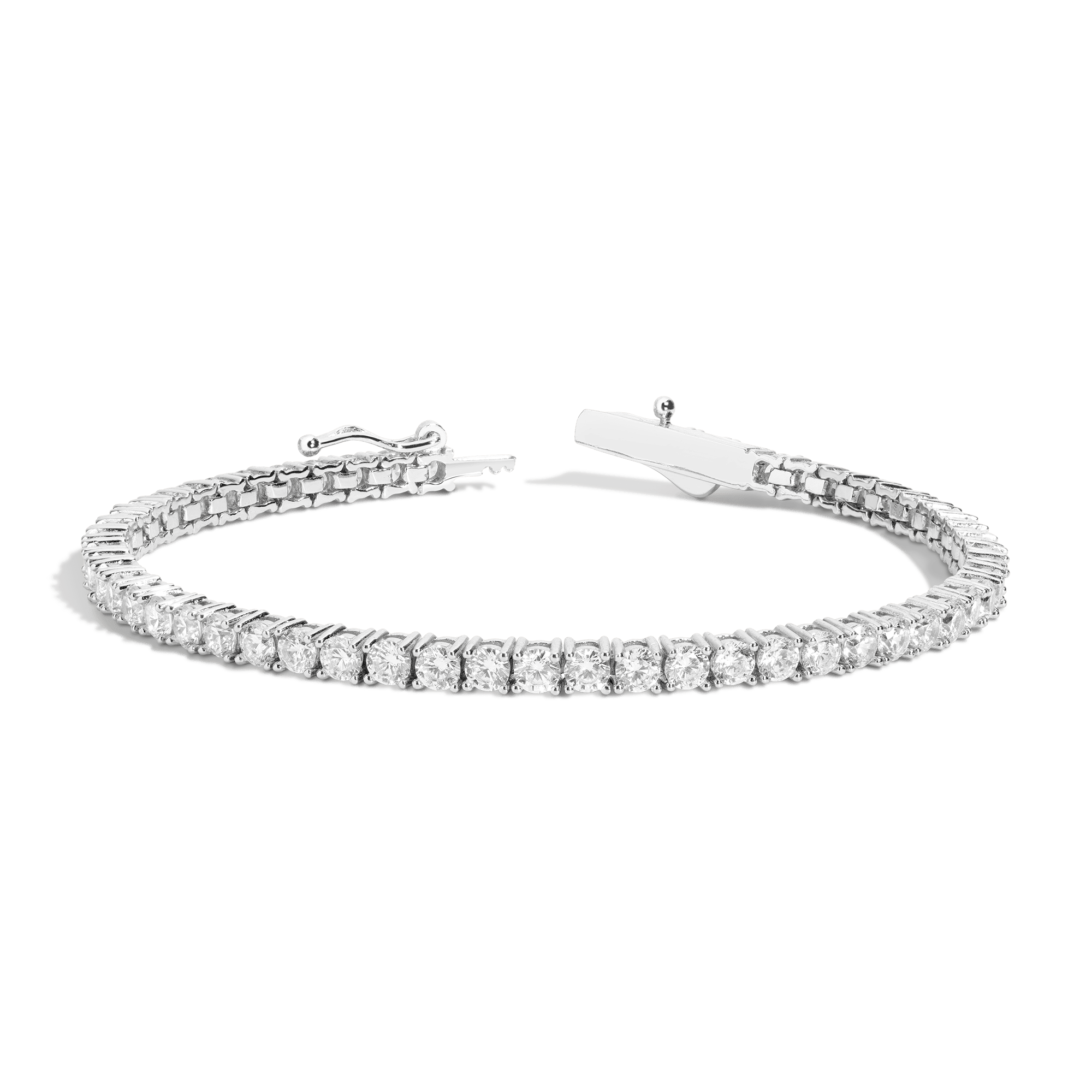 Auratenewyork Boyfriend Lab Grown White Sapphire Tennis Bracelet