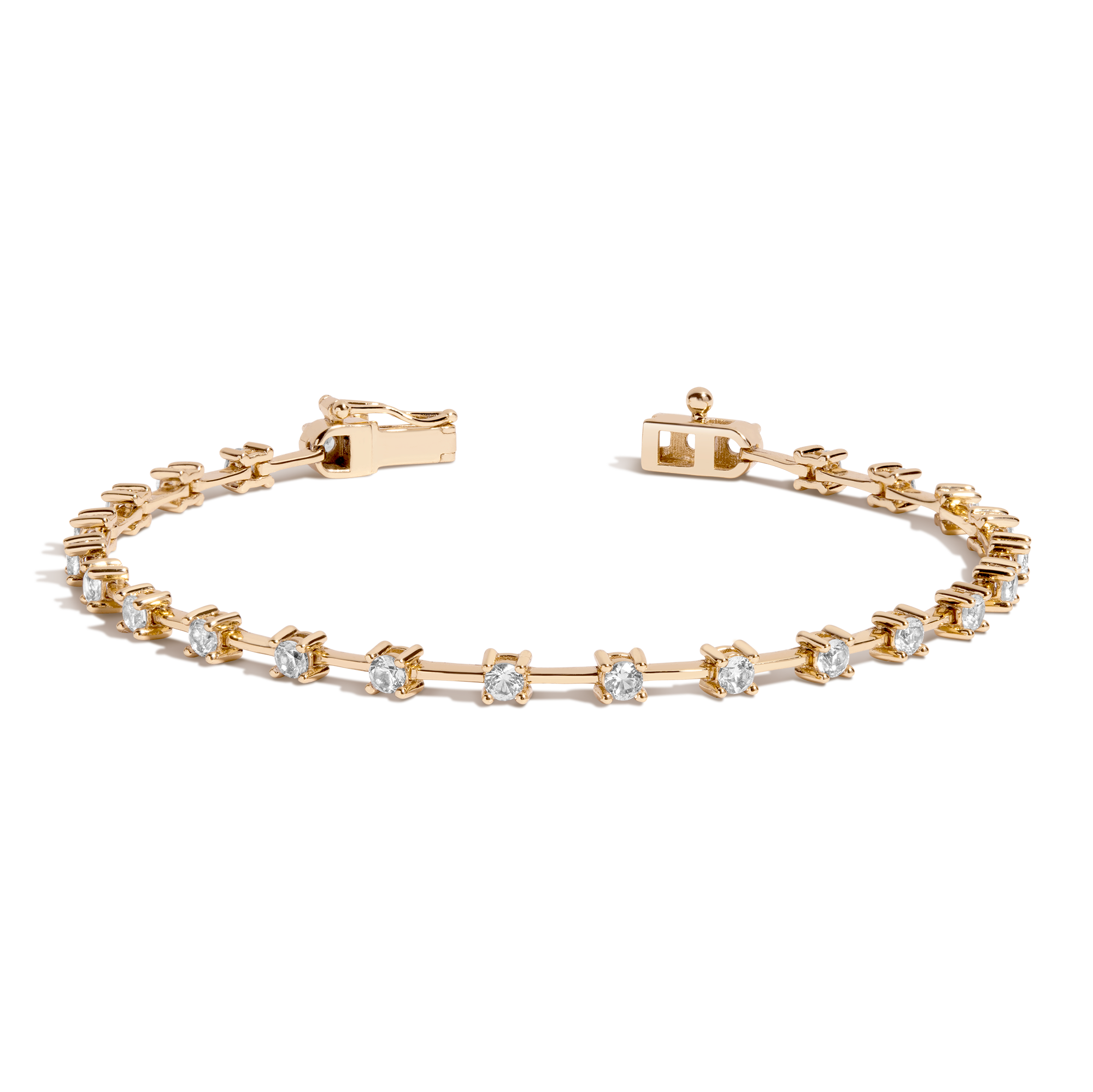 Auratenewyork Lab Grown White Sapphire Bar Tennis Bracelet