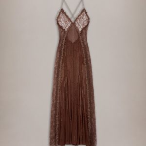 Amiri WOMEN - WOMEN'S LACE SLIP GOWN - Coffee