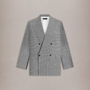 Amiri DOUBLE BREASTED PEAK LAPEL SEQUINS JKT - Black