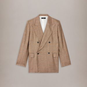 Amiri DOUBLE BREASTED NOTCH LAPEL LUREX JKT - Coffee