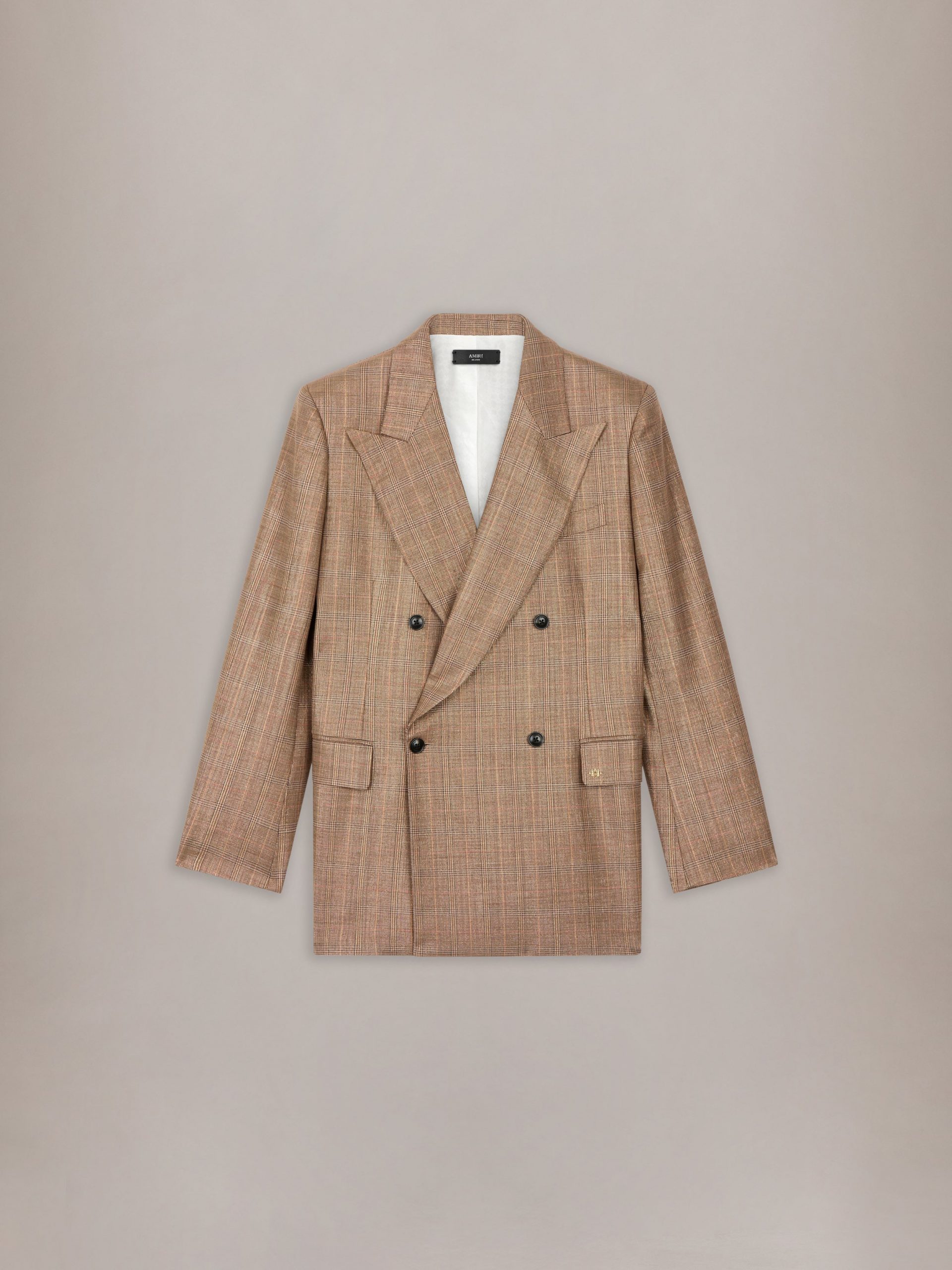Amiri DOUBLE BREASTED NOTCH LAPEL LUREX JKT - Coffee