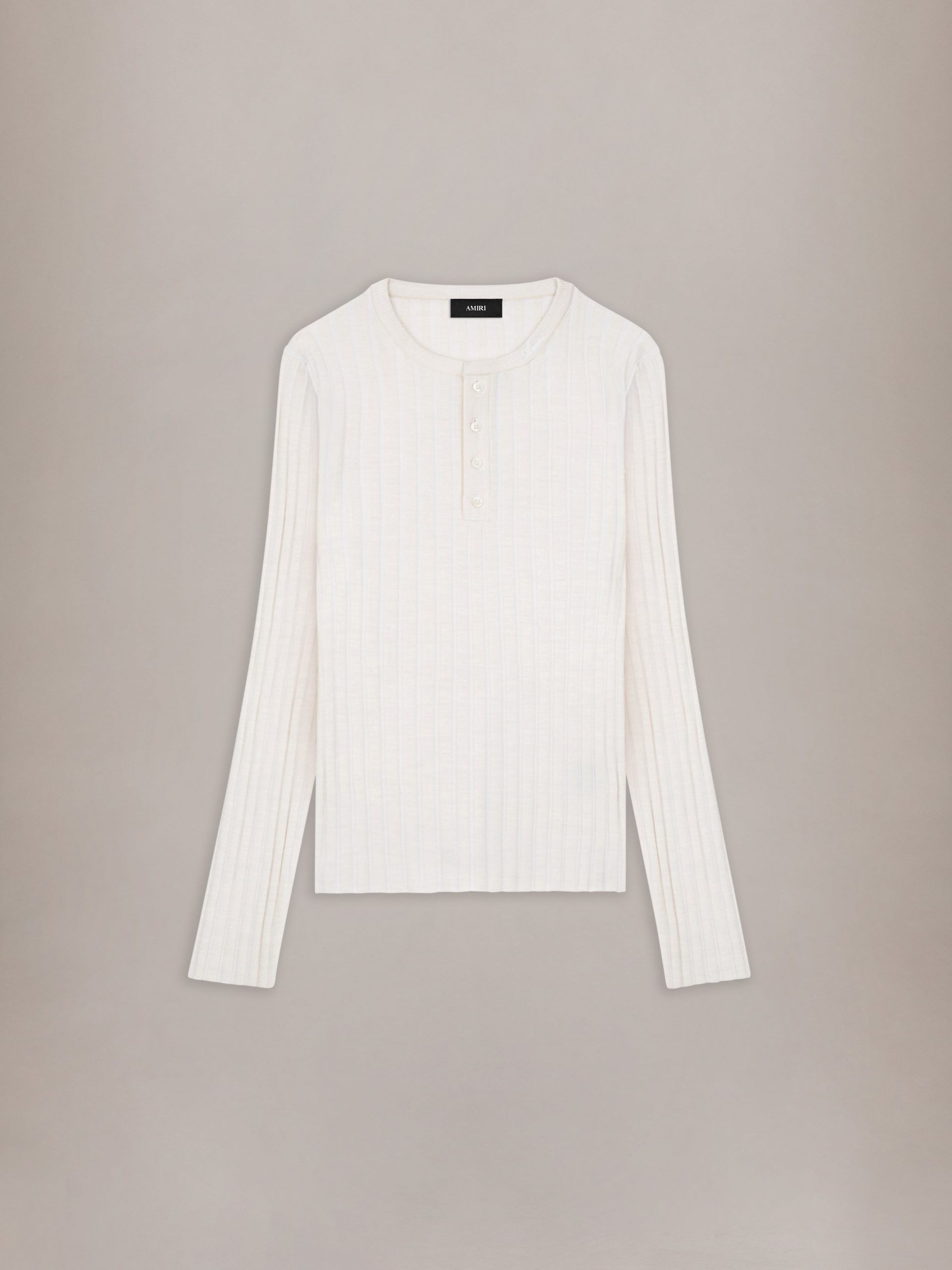 AMIRI SCRIPT KNIT HENLEY - Alabaster