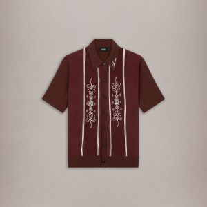 Amiri MA PANELED KNIT SHIRT - Brick