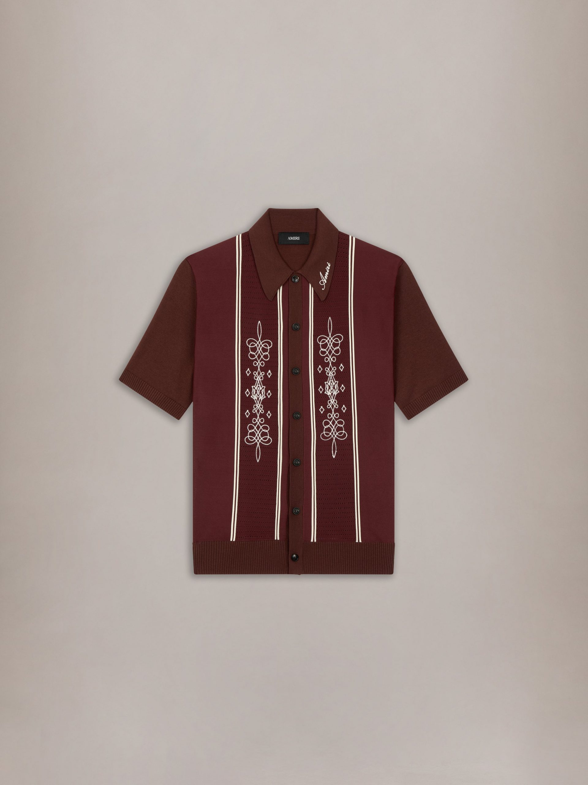 Amiri MA PANELED KNIT SHIRT - Brick