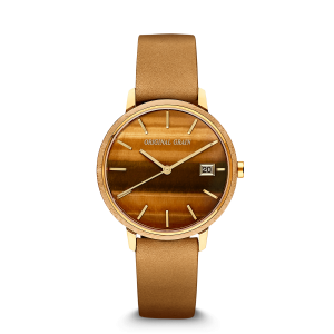 Original Grain Bamboo Gold Tigers Eye Womens Modern Minimal 36mm