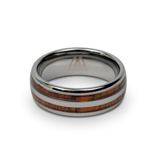 Original Grain Hawaiian Koa Silver Double Barrel Ring