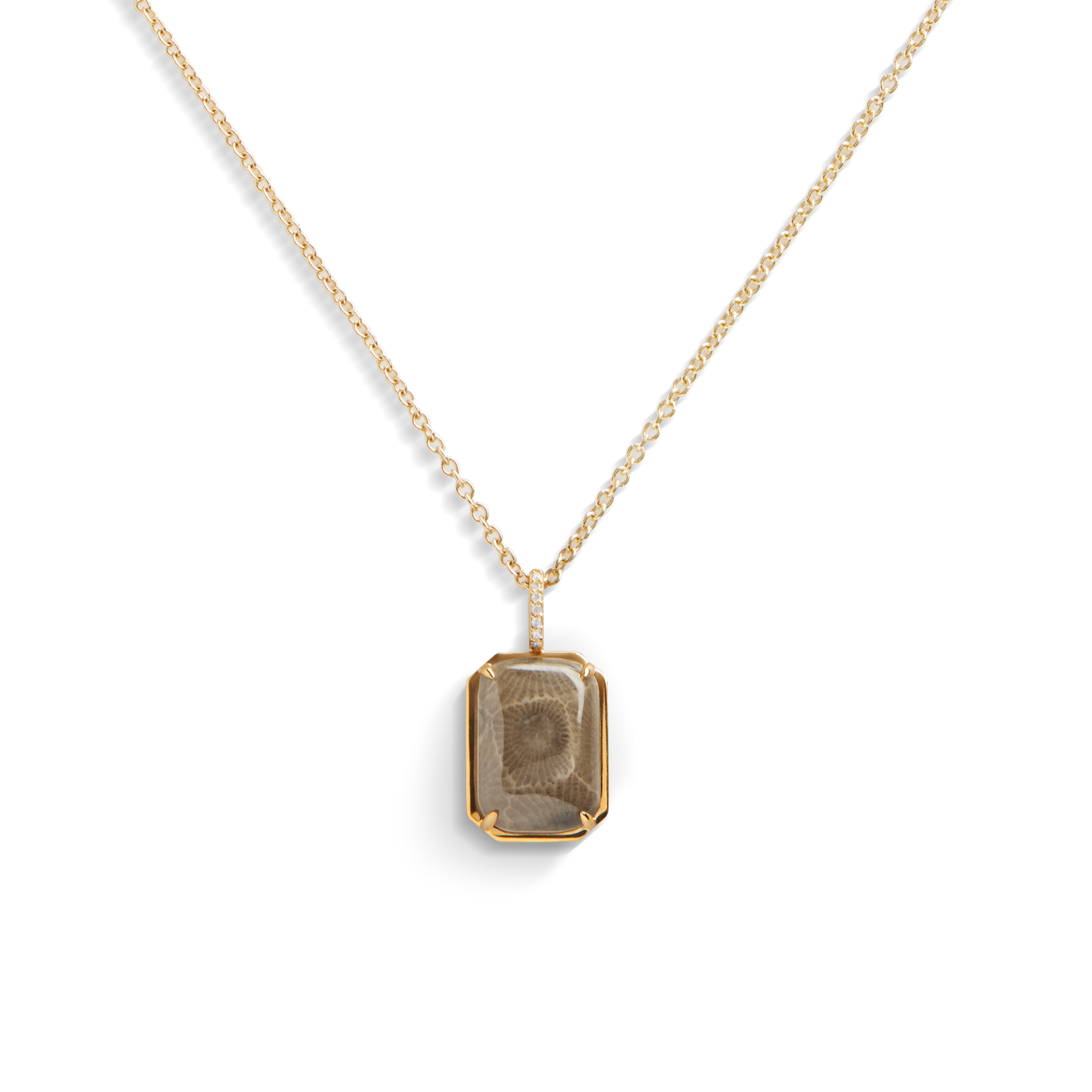 Shinola Petoskey Pendant Necklace with Pavé Diamond Bail