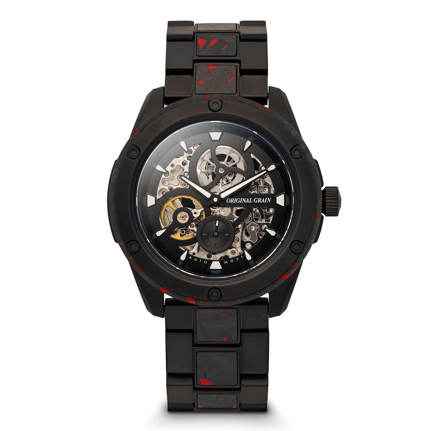 Original Grain Forest Fire Red Rugged Auto 45mm