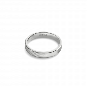 Shinola 4mm Diagonal Textured White Gold Band