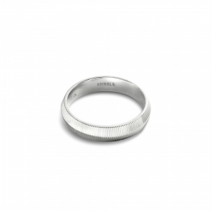 Shinola 4mm Textured Beveled White Gold Band