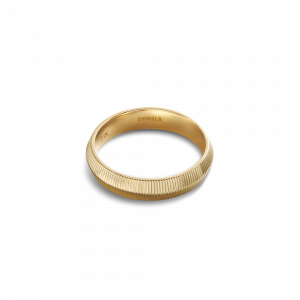 Shinola 4mm Textured Beveled Yellow Gold Band