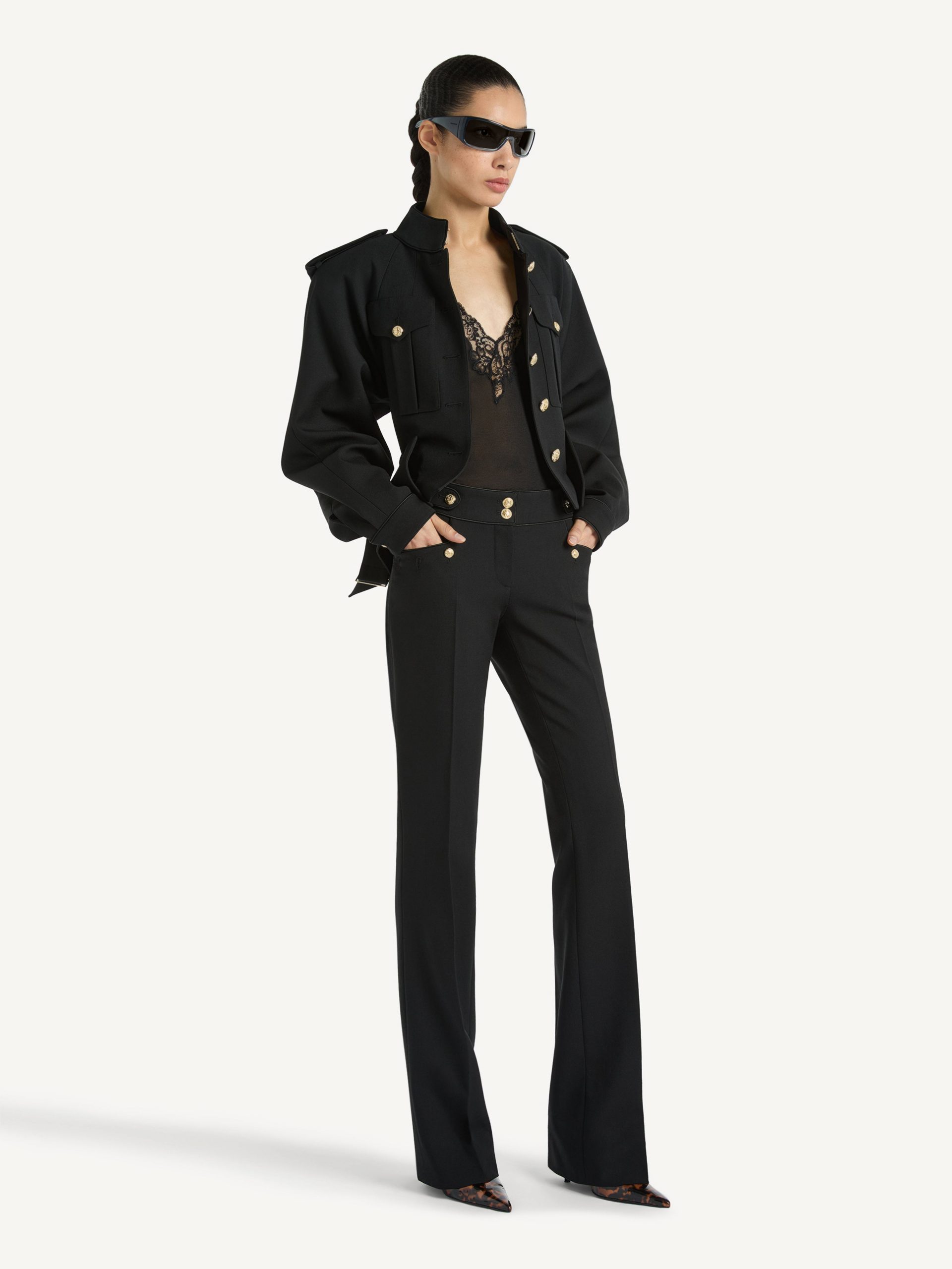 Balmain Pantalon à plis en gabardine de laine