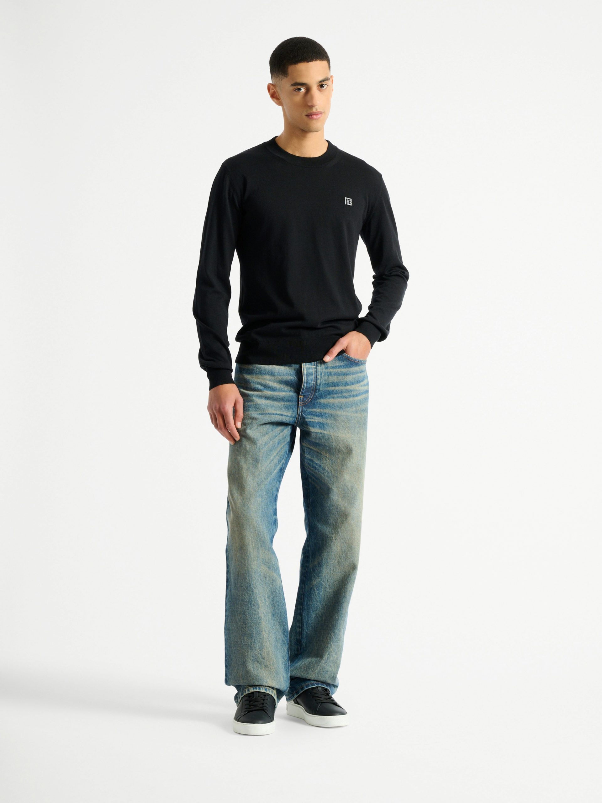 Balmain Pull fin en coton et soie