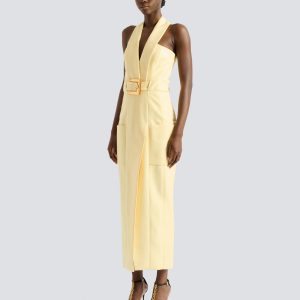 Balmain Robe longue ceinturée
