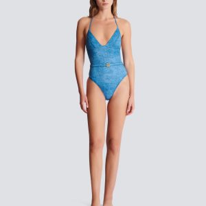 Balmain Maillot de bain 1 pièce denim