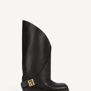 Balmain Bottes plates Twist en cuir