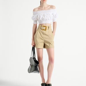 Balmain Short en gabardine de coton ceinturé