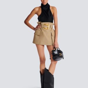 Balmain Jupe taille haute en gabardine