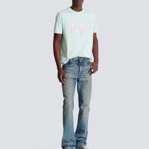 Balmain Pantalon droit jambe ajustée en denim vintage