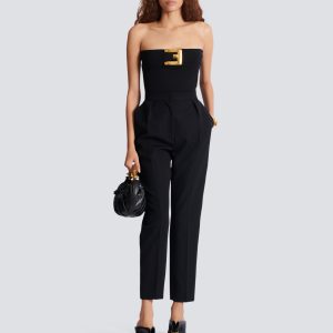 Balmain Body bustier en crêpe avec détail ceinture