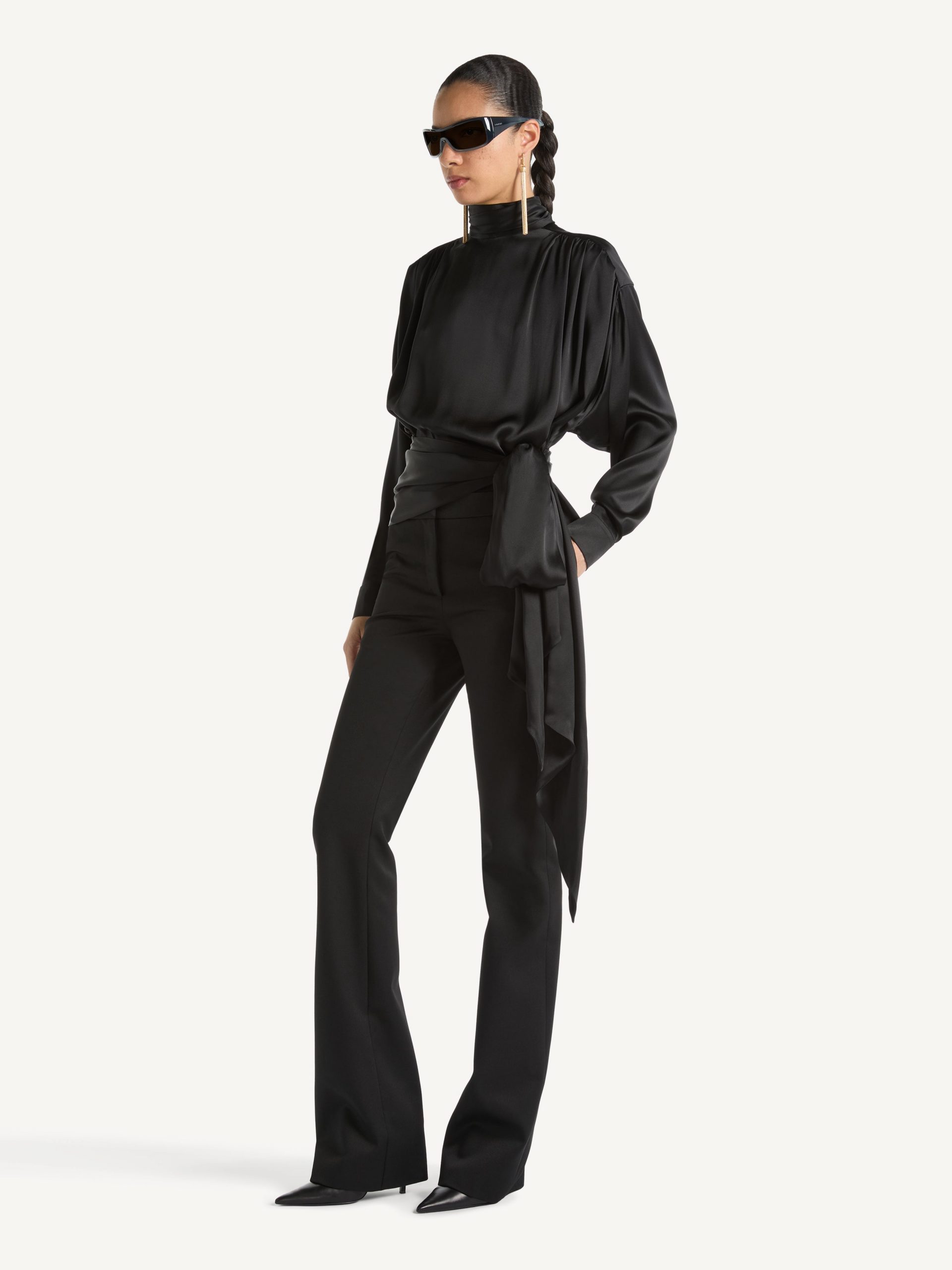 Balmain Blouse nouée en satin de soie