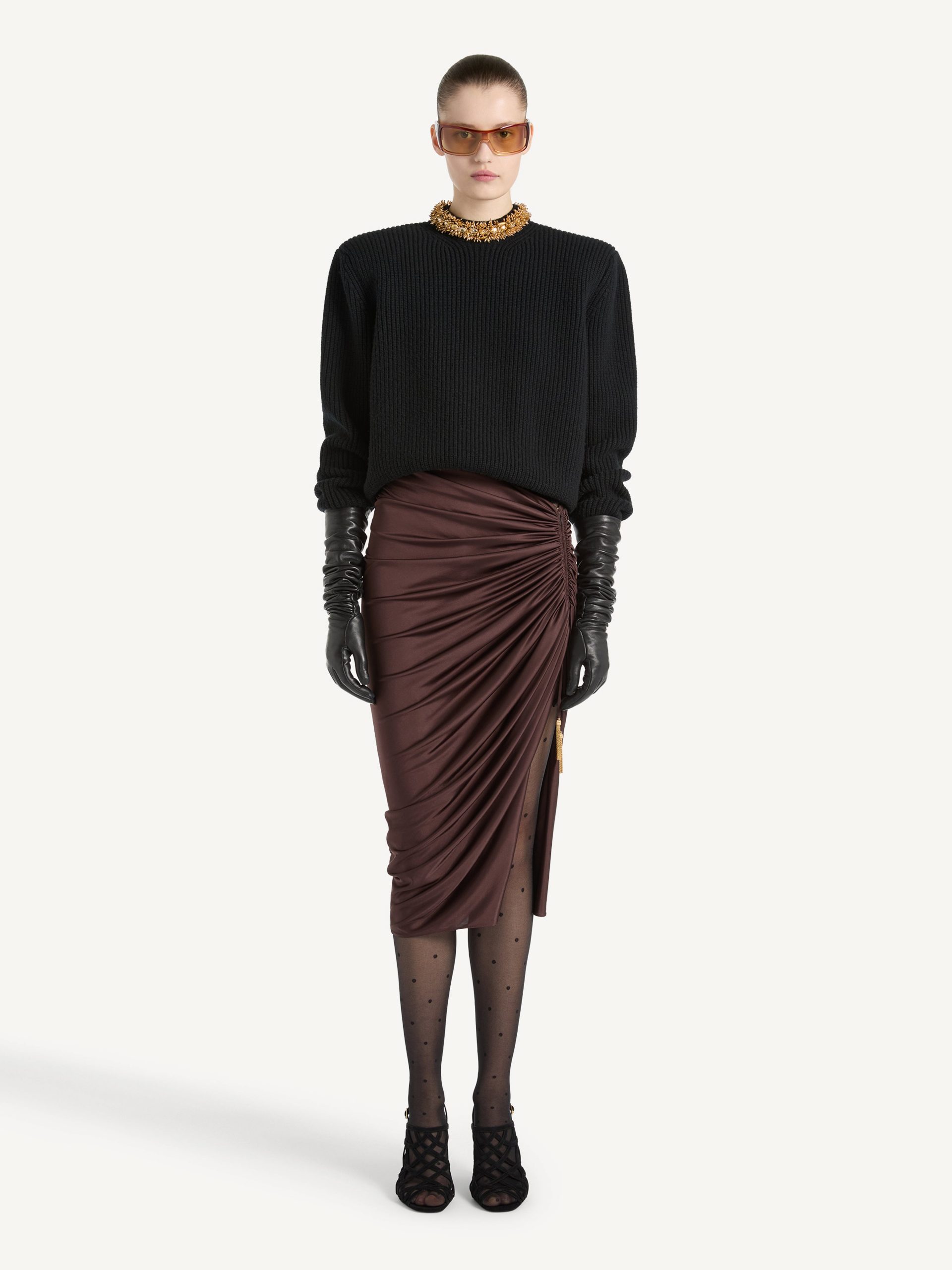 Balmain Pull à galon brodé en cachemire