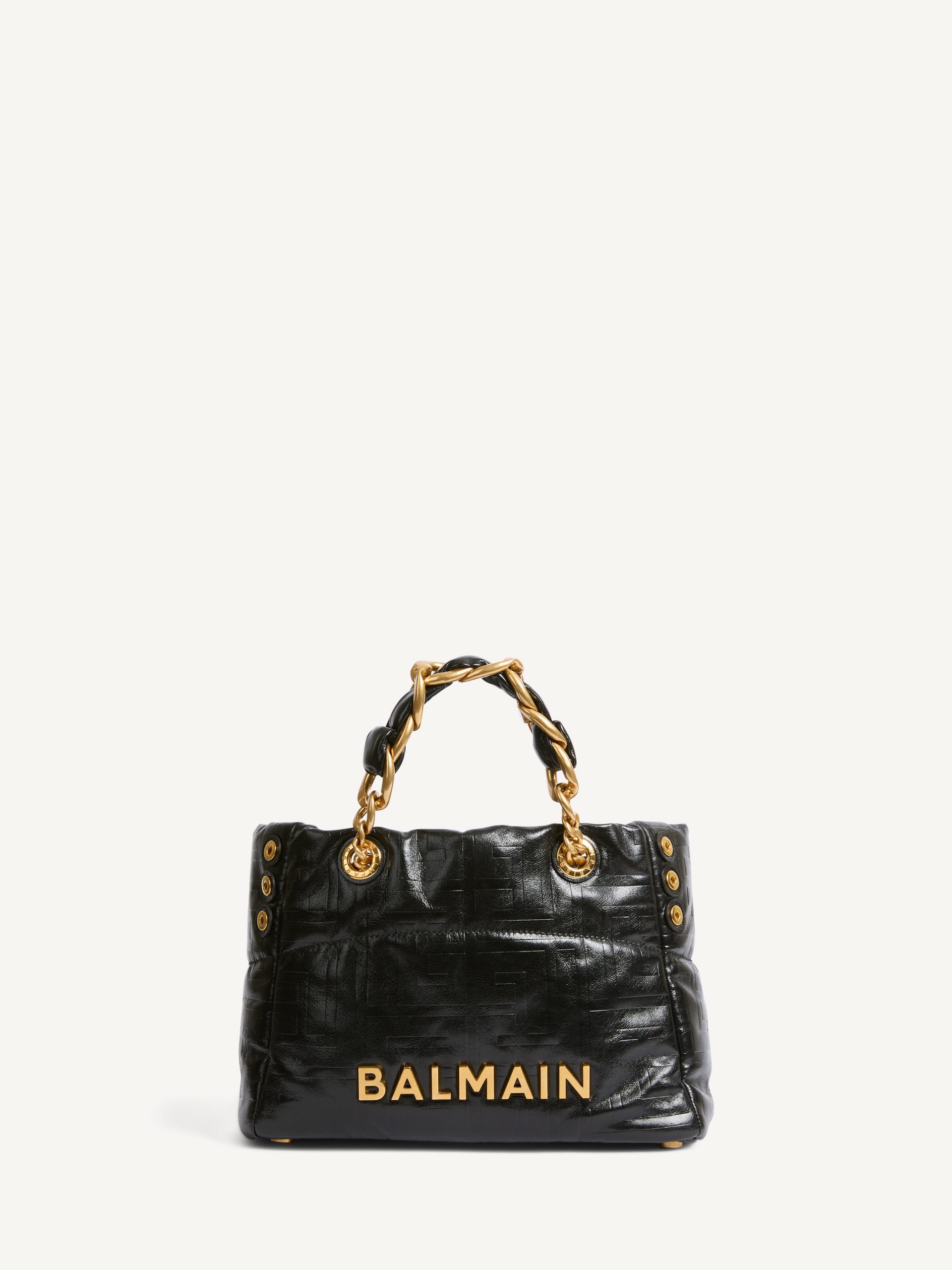 Balmain Sac Cabas 1945 Soft Small en cuir de veau craquelé