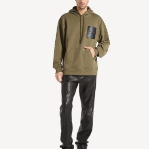 Hoodie avec étiquette Balmain Vintage en cuir