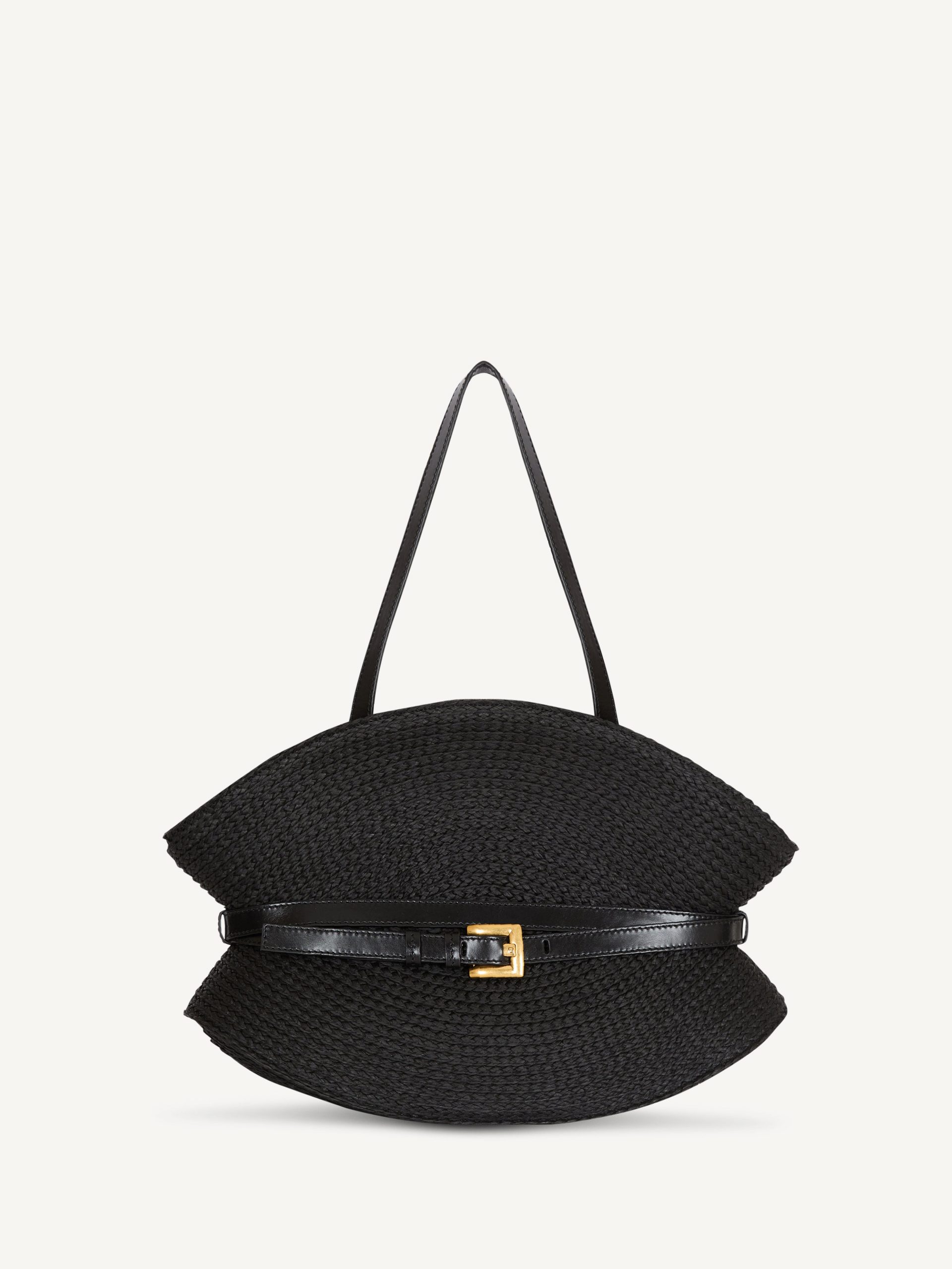 Balmain Sac Shuffle Medium en raphia et cuir de veau
