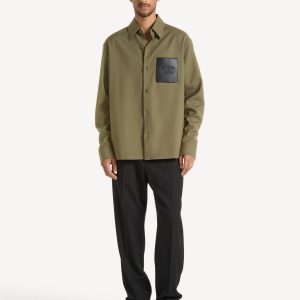 Surchemise en laine avec étiquette Balmain Vintage en cuir