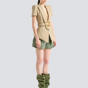 Balmain Veste Anthem ceinturée en gabardine