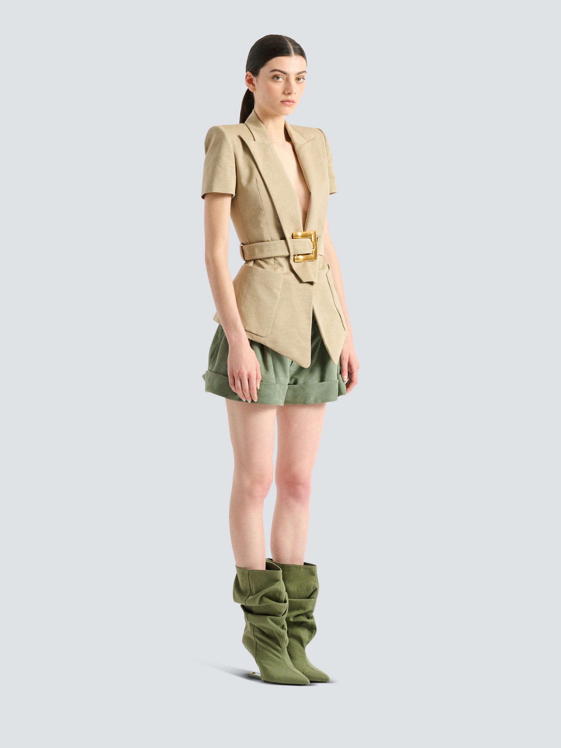 Balmain Veste Anthem ceinturée en gabardine