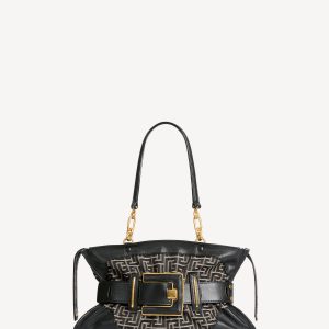 Balmain Sac Anthem en cuir et jacquard monogramme