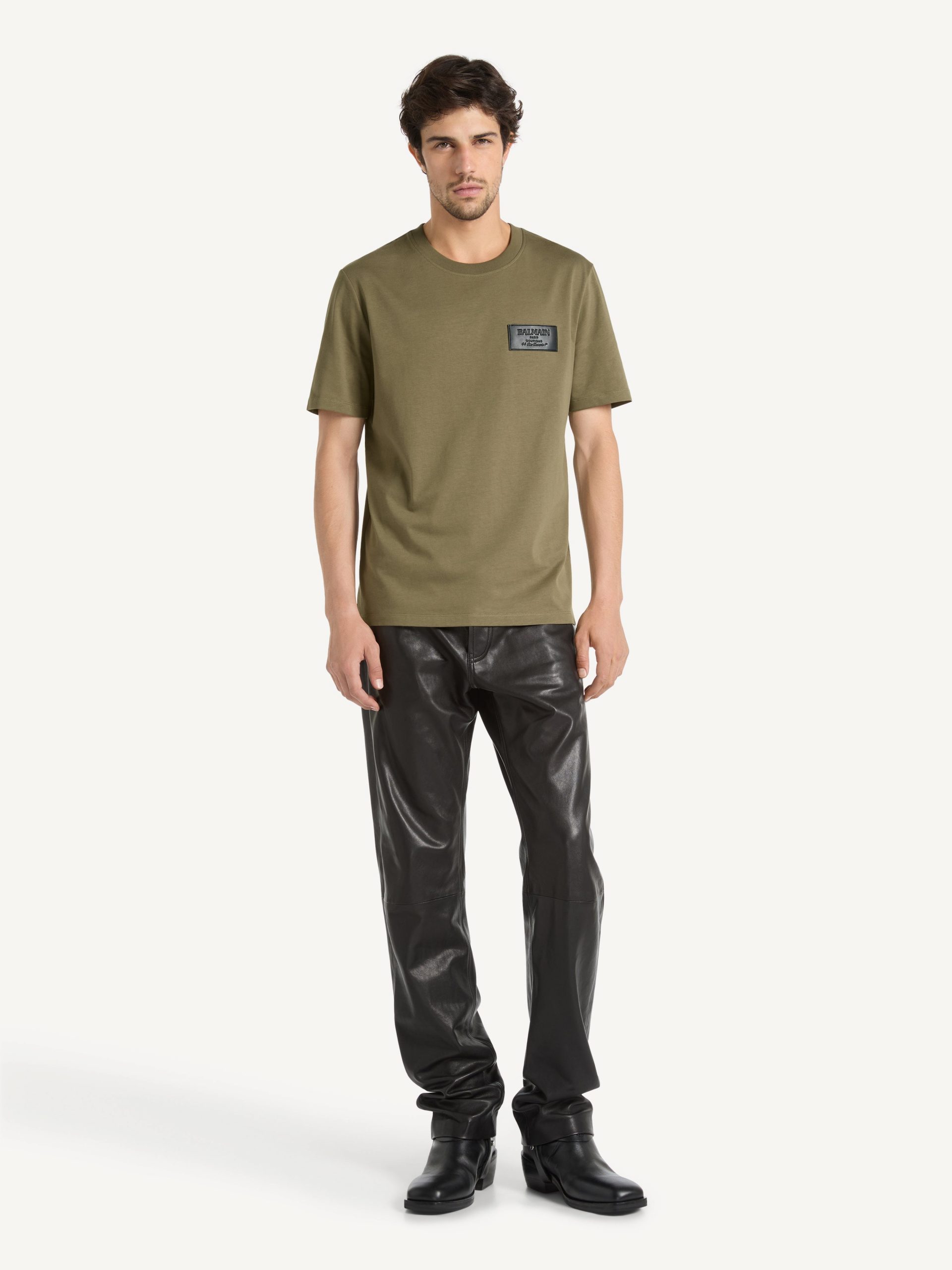 T-shirt avec étiquette Balmain Vintage en cuir