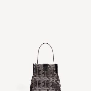 Balmain Sac Release Bucket en jacquard et cuir de veau