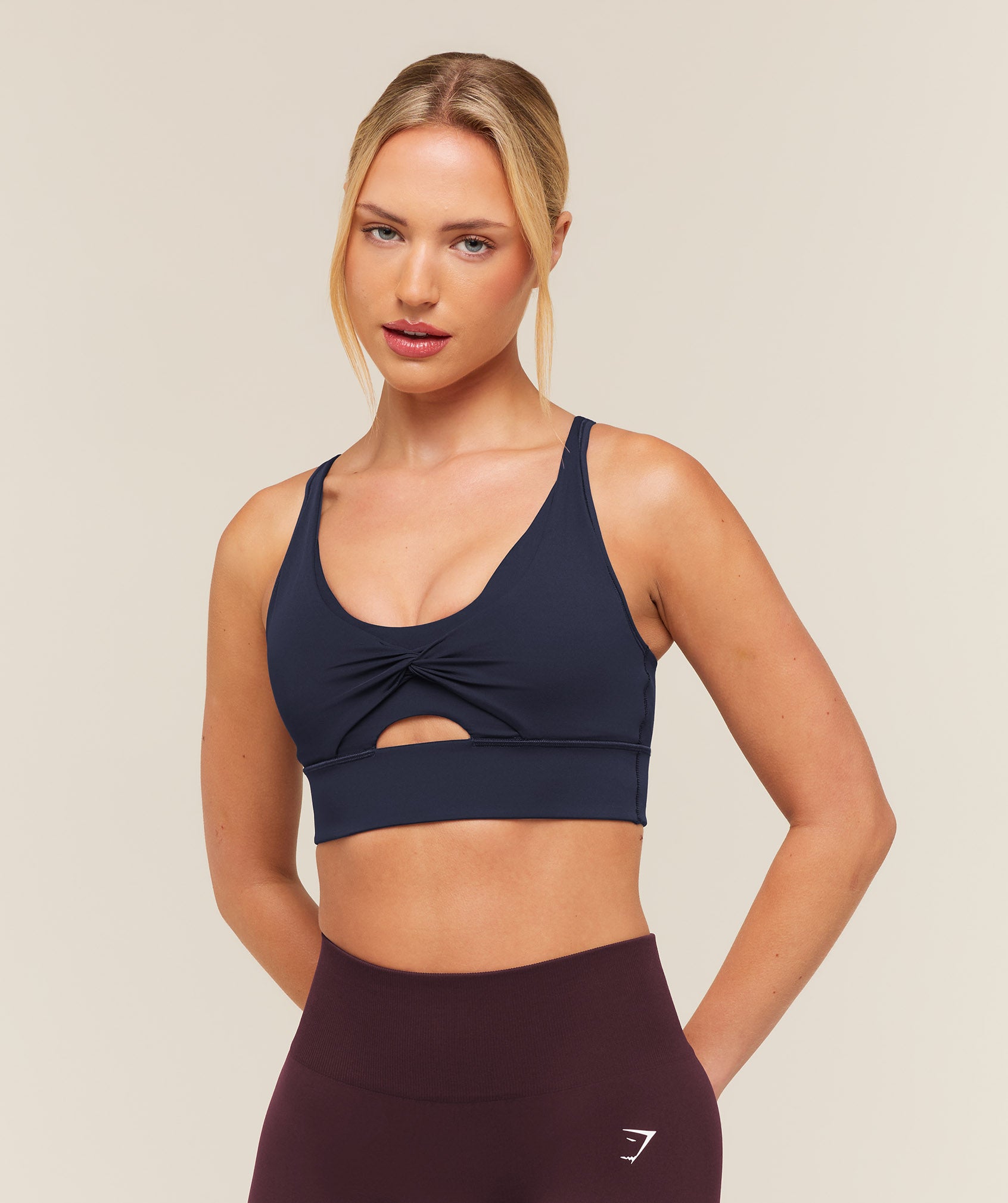 Gymshark Twist Front Sports Bra - Heavy Blue