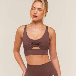Gymshark Twist Front Sports Bra - Espresso Brown