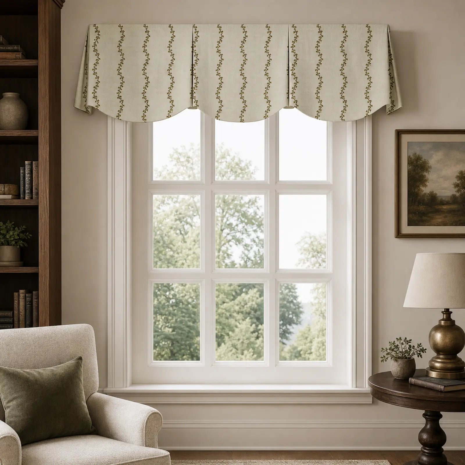 Brexton Cole x TWOPAGES Print Cotton Blend Scalloped Valance