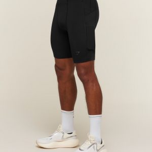 Gymshark Running Elite 7 Pocket Half Tights - Black