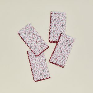 Hawkins New York Little Flowers Napkins, Set of 4 - Maroon