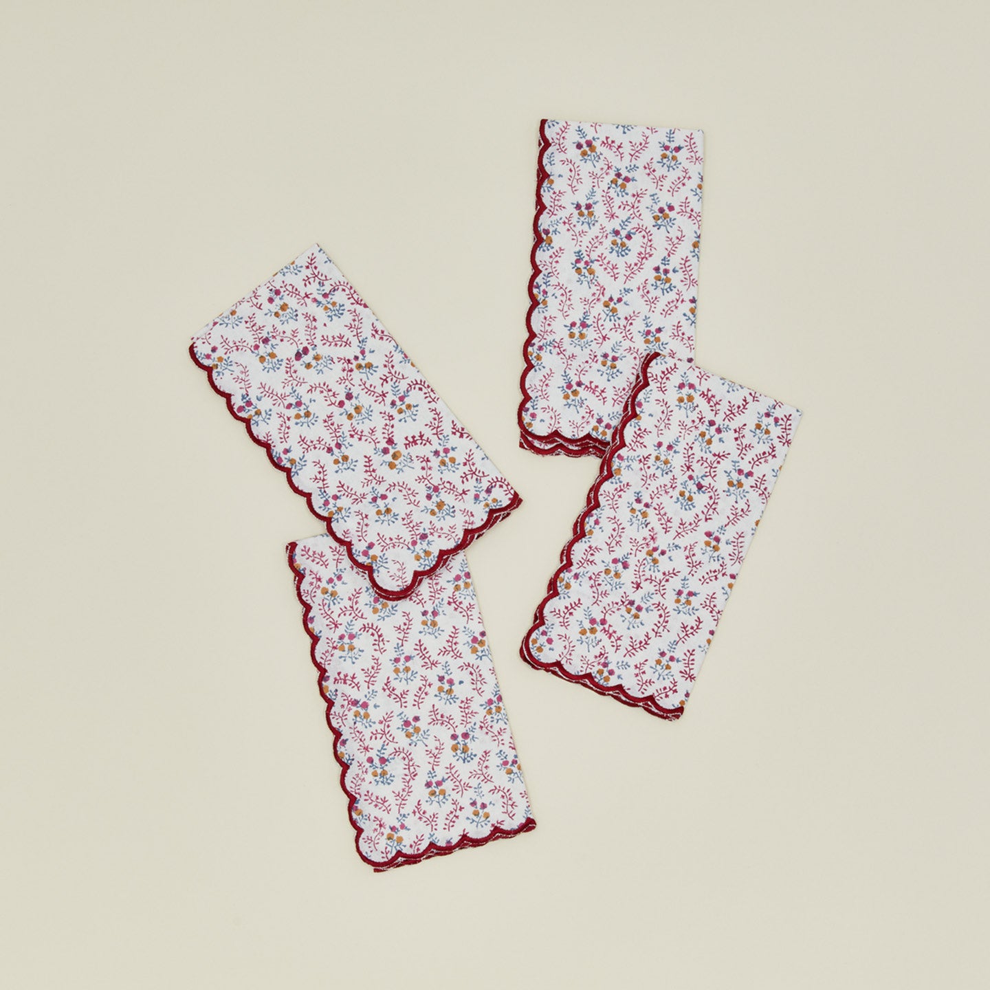 Hawkins New York Little Flowers Napkins, Set of 4 - Maroon