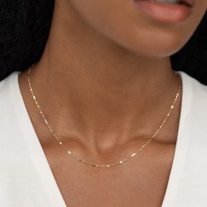 Linjer Shimmer Chain Necklace 14k Gold - Clara